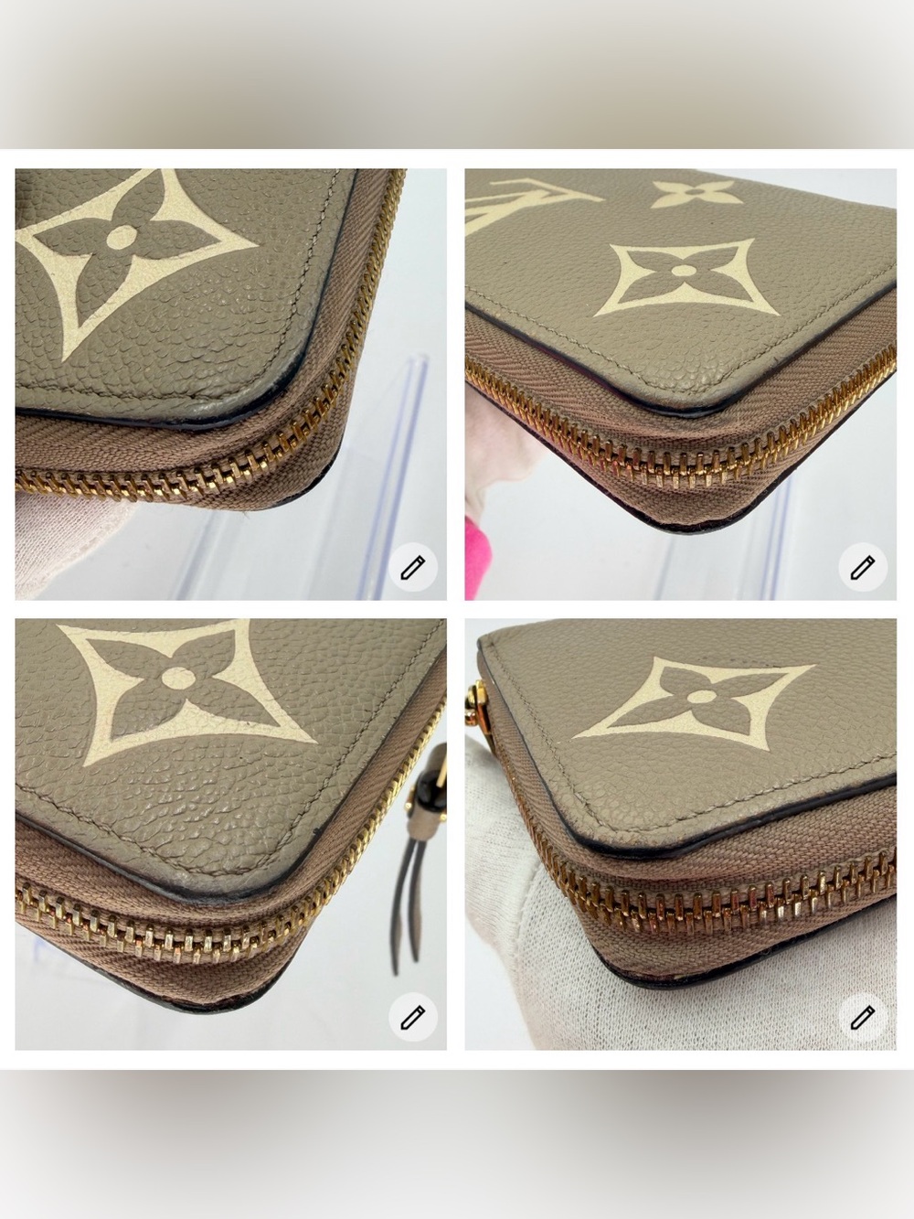 Louis Vuitton Bi Color Empriente Taupe/Cream Monogram Zippy Wallet w/Entrupy COA - Picture 11 of 14